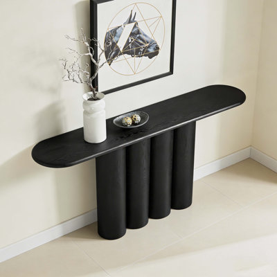 66.93'' Modern Console Table for Entryway with Unique cylinders Legs Design for Living Room Hallway Foyer Entrance Study,BLACK