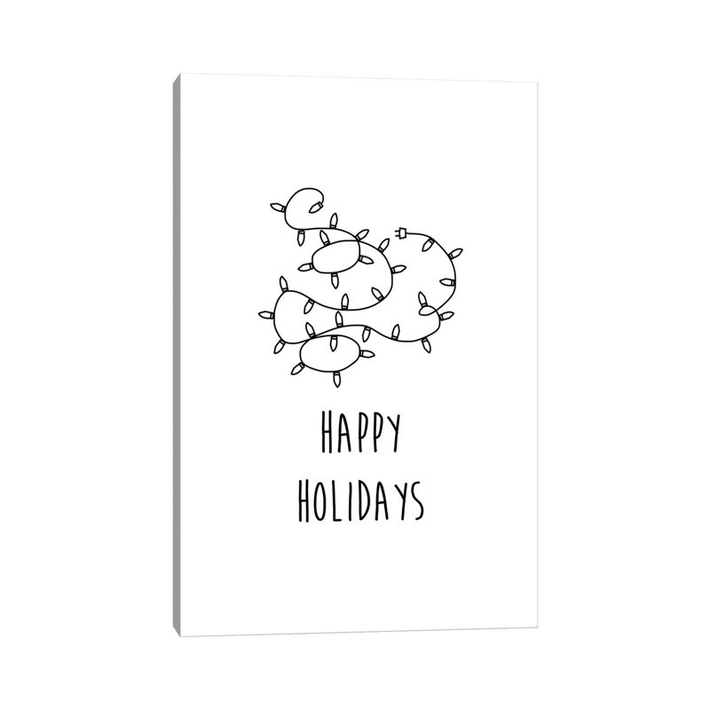Happy Holidays B&W by Orara Studio - Wrapped Canvas Gallery-Wrapped Canvas Giclée, 20.32 cm H x 30.48 cm W