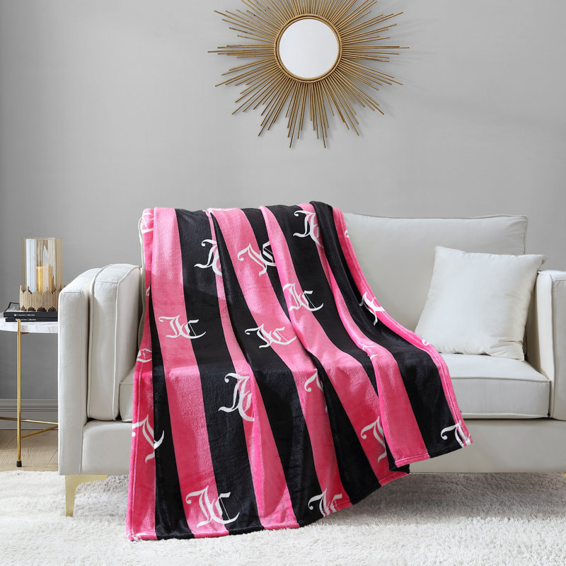  Juicy Couture Cabana Plush Blankets, Hot Pink, Throw