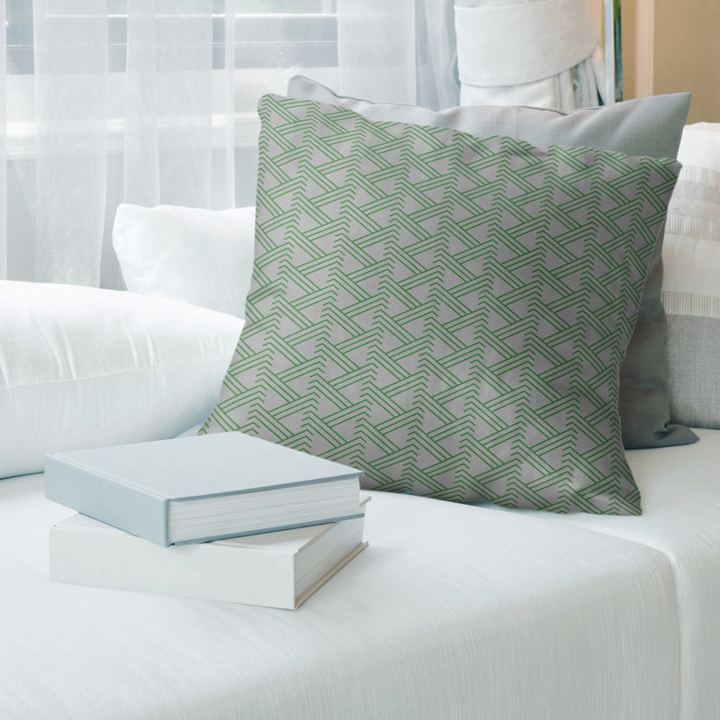 Patricia Geoffrey Geometric Reversible Throw Pillow, 20" H x 20" W, Down Alternative, Full Grey/Green