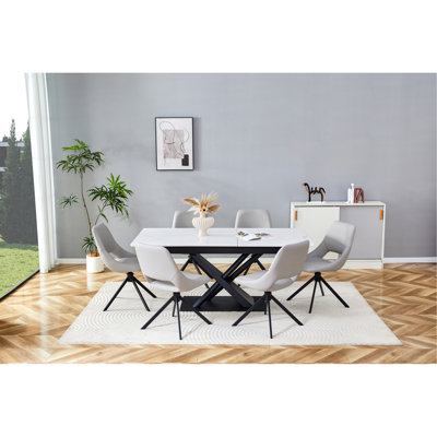 Ensembles de table de salle à manger peu encombrants avec table en MDF extensible et chaises en cuir de qualité supérieure