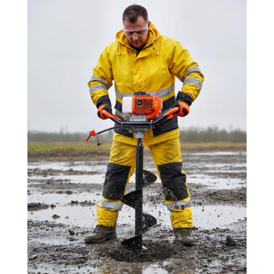 Ensemble d'outils pour tarières terreuses robustes alimenté au gaz 52cc - Piquets à trou manuel - Mèches de 6 po et 10 po - 3 tiges d'extension - Anti-vibration - Certifié EPA - Profondeur maximale de 10,5 pi
