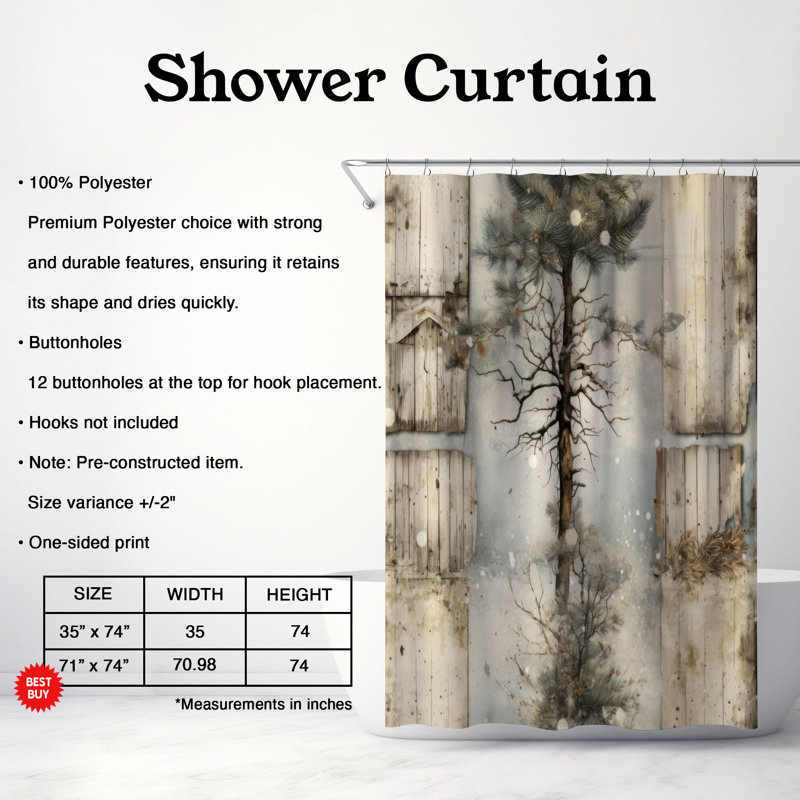 Snowy Silhouettes - Rideau de douche Premium, H 74 po x l 71 po
