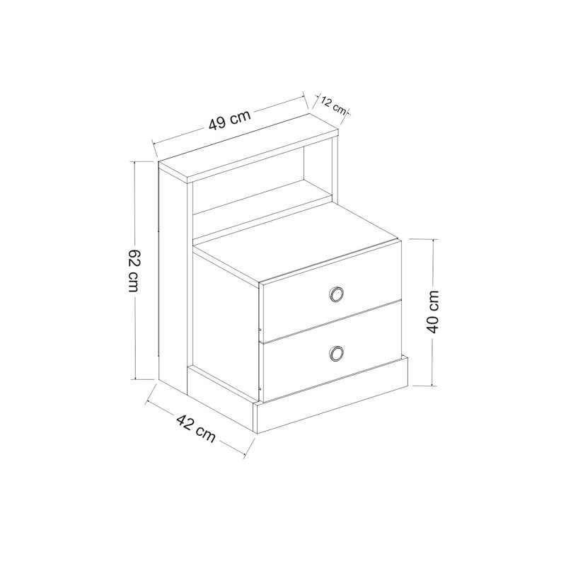 Modern Nightstand with Numerous Shelves, Anthracite & White | 100% Melamine Coated Particle Board, 24.4 x 24.4 x 16.5 inches | Wall-Mountable, PVC Edgebanding, Elegant Design for Stylish Bedrooms & Living Spaces
