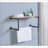 Industrial Wall Rack with Shelf &amp; Towel Holder, Mankato Oak &amp; Light Gray | Wood+Metal | Bathroom