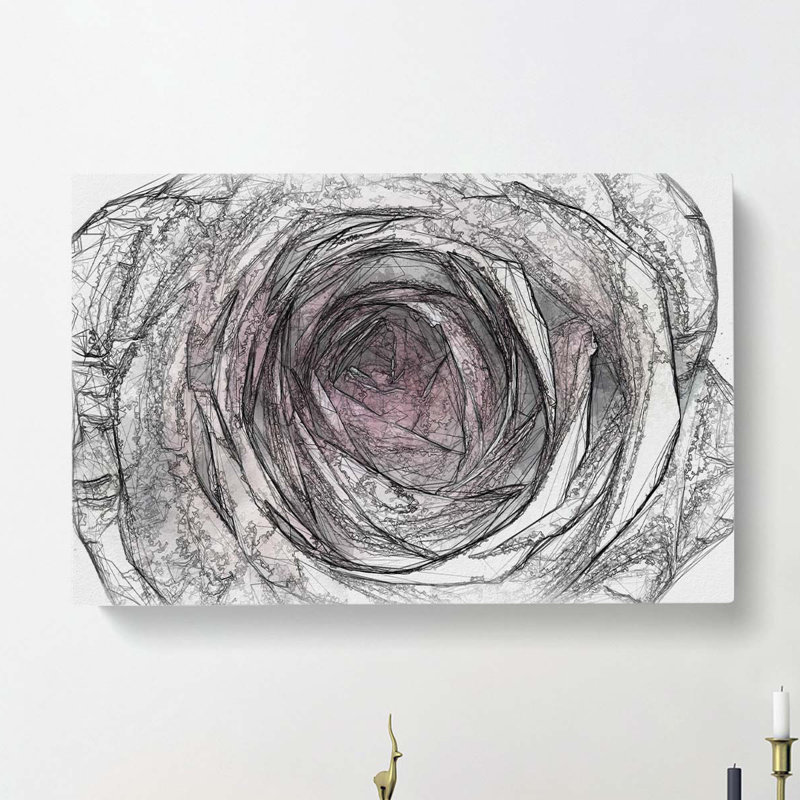 A Pale Pink Rose In Abstract - Wrapped Canvas Print, 40cm H x 60cm W