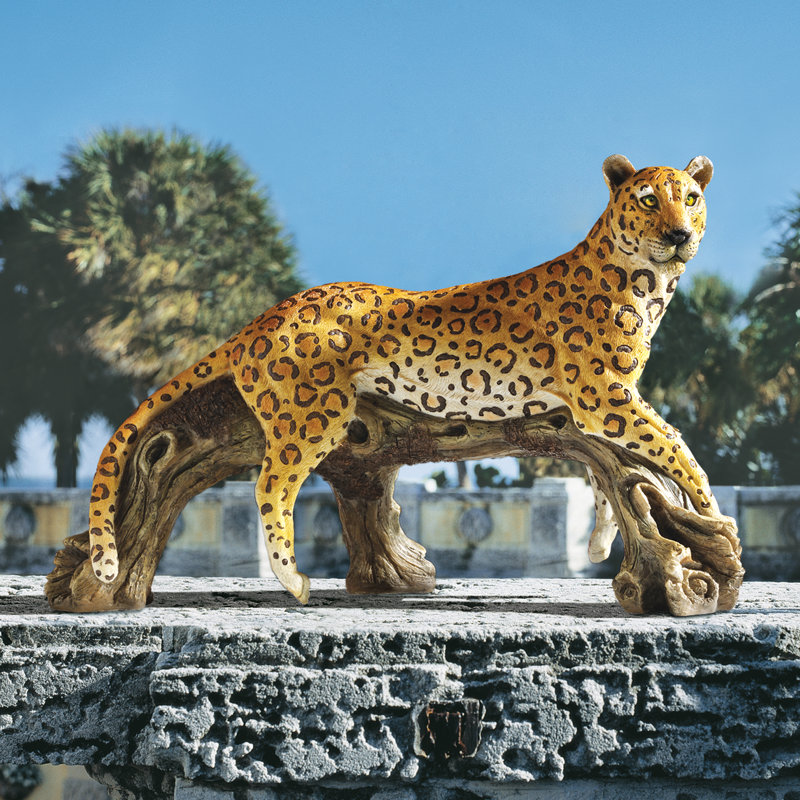 Hand-Painted Resin Leopard Garden Statue, 20.5"