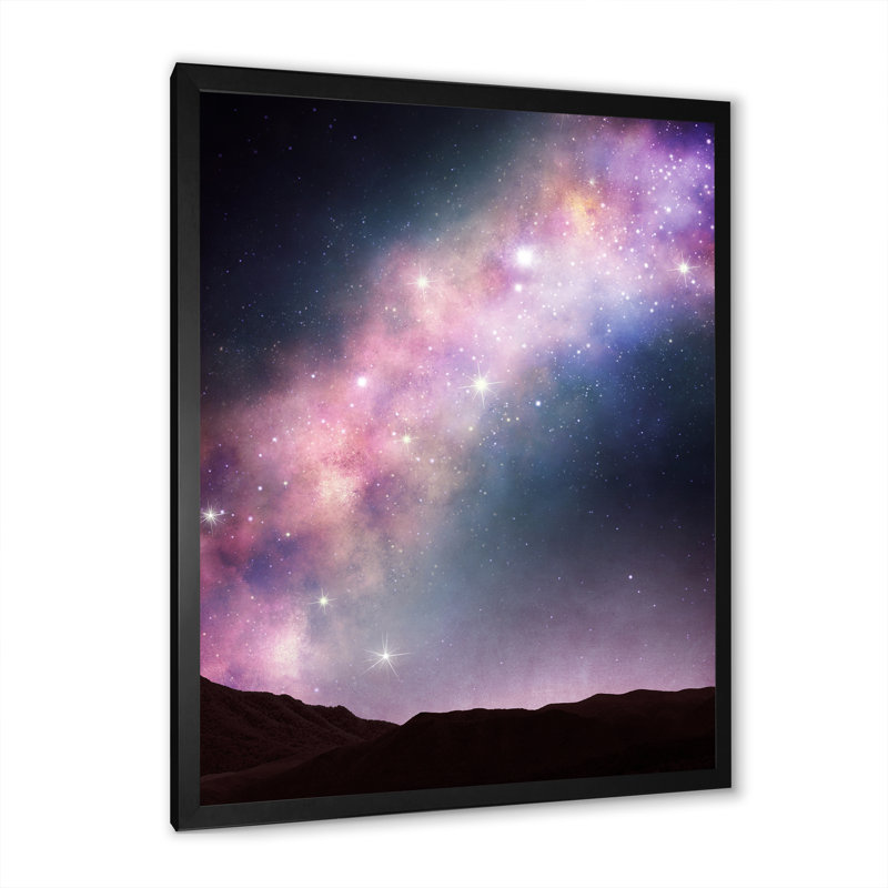 «Space Over The Mountains», œuvre d'art moderne sur toile, Cadre photo noir, H 20 po x l 12 po x P 1 po