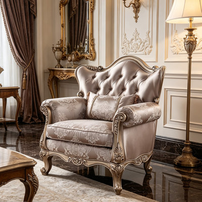 Fauteuil canapé antique sculpté et rembourré