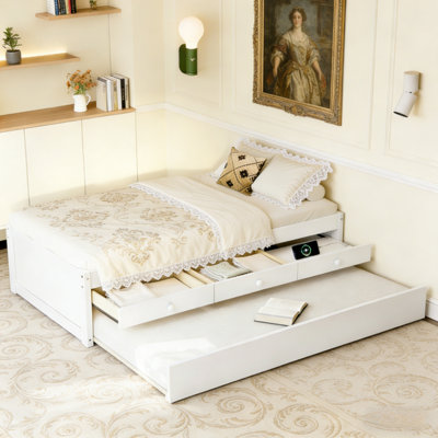 Lit plateforme simple avec lit gigogne et 2 tiroirs
