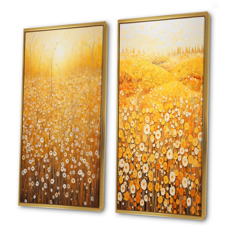 Ensemble de salon 2 pièces Golden Flower, H 32 po x l 33 po, Encadrement doré