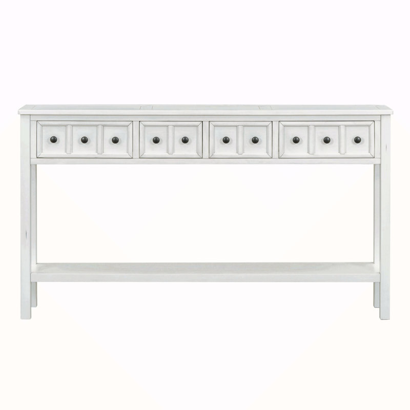 Rustic Entryway Console Table, Antique White