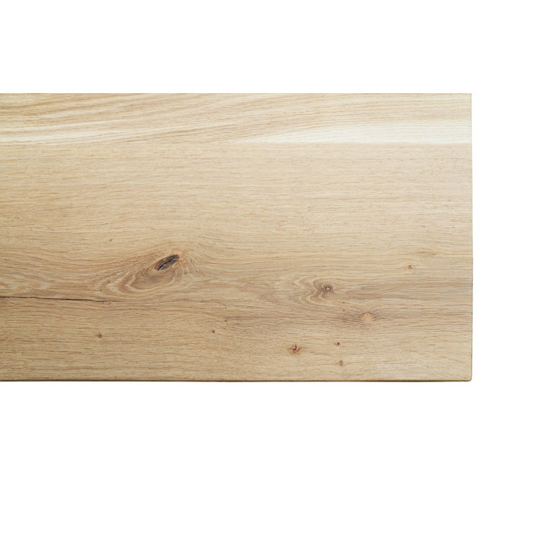 Edder 94'' Solid Oak Wood Top with Metal Base Dining Table
