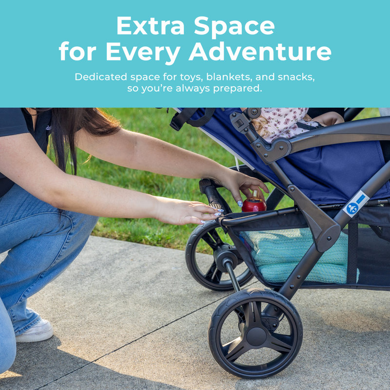 Gaggle Foldable Multi-Child Stroller with Storage, Navy