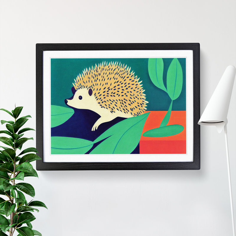 Cute Hedgehog - Framed Print, Black, 46cm H x 64cm W x 2cm D