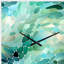 Seagrass Mosaic Emerald Coastal Motif II - horloge murale abstraite de forme unique en métal, impression d'horloge murale moderne de forme libre-106130851