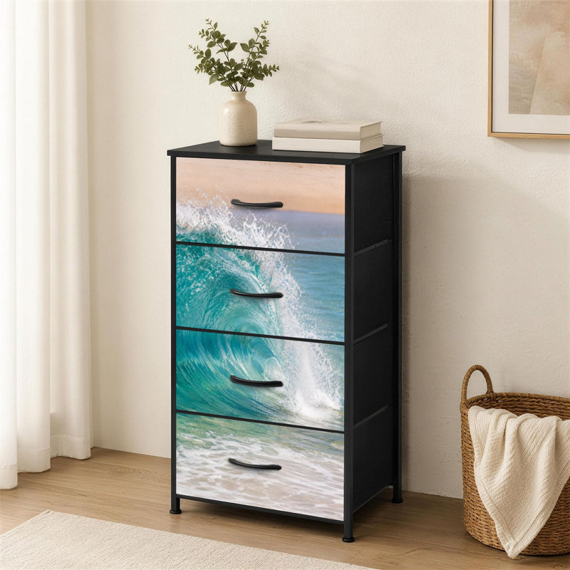 Commode 4 tiroirs pour chambre à coucher turquoise vagues Sandy Beach Oahu Hawaii Petite grande commode à vêtements pour organisateurs de placard avec commode