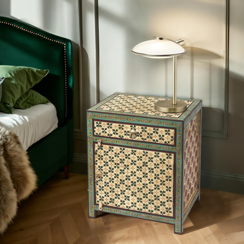 Anssi Hand Painted 1 Drawer Nightstand