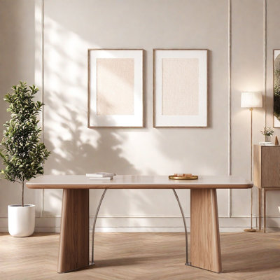 Modern rectangular solid wood dining table