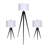 Black Modern Set of Three Metal Table & Floor Tripod Lamps - 16" x 16" x 60"