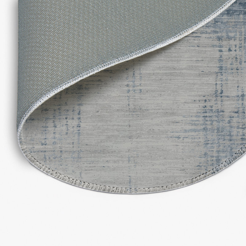 Abstract Gray Indoor and Outdoor Area Rug, Round 5'