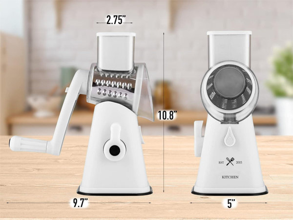 Cheese Grater Cheese Shredder - Manual Rotary Cheese Grater with Handle  Vegetable Slicer Nuts Grinder 3 Replaceable Drum Blades and Strong Suction