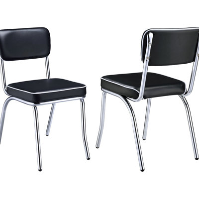 Chaises rembourrées noires (de 2) - Chaise de salle à manger rembourrée rectangulaire et rembourrée en mousse de 2 pièces, mobilier de chambre contemporain