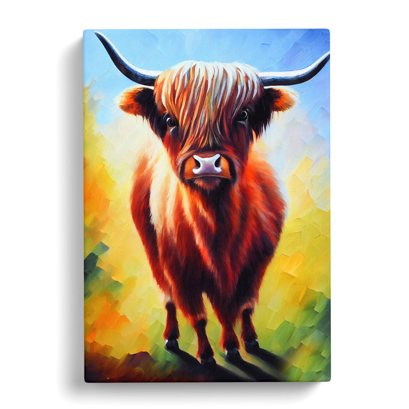 The Amazing Highland Cow - Print, Wrapped Canvas, 50cm H x 35cm W, No Matte
