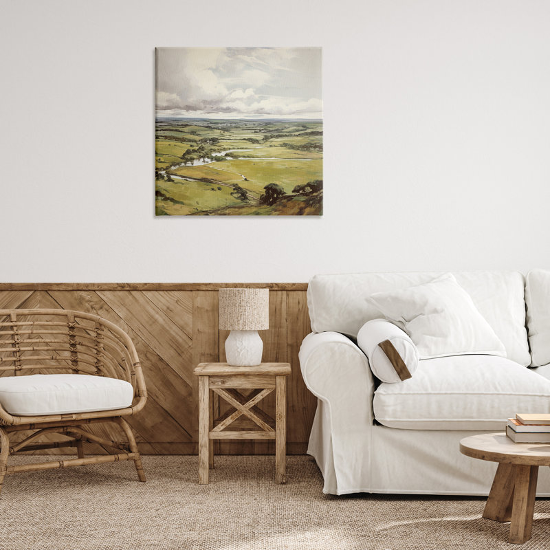  Art mural sur toile, "Tributaires en campagne" par Raymond Powers, H 30 po x l 30 po