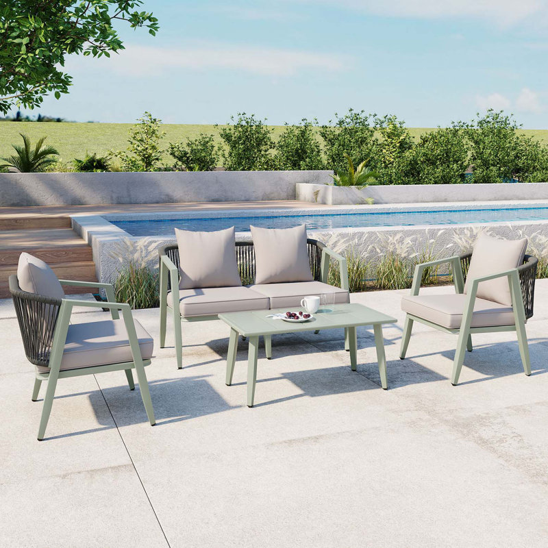 Ensemble de sièges d'extérieur durable et confortable, adapté aux patios, aux pelouses et aux bords de piscine, Gris clair