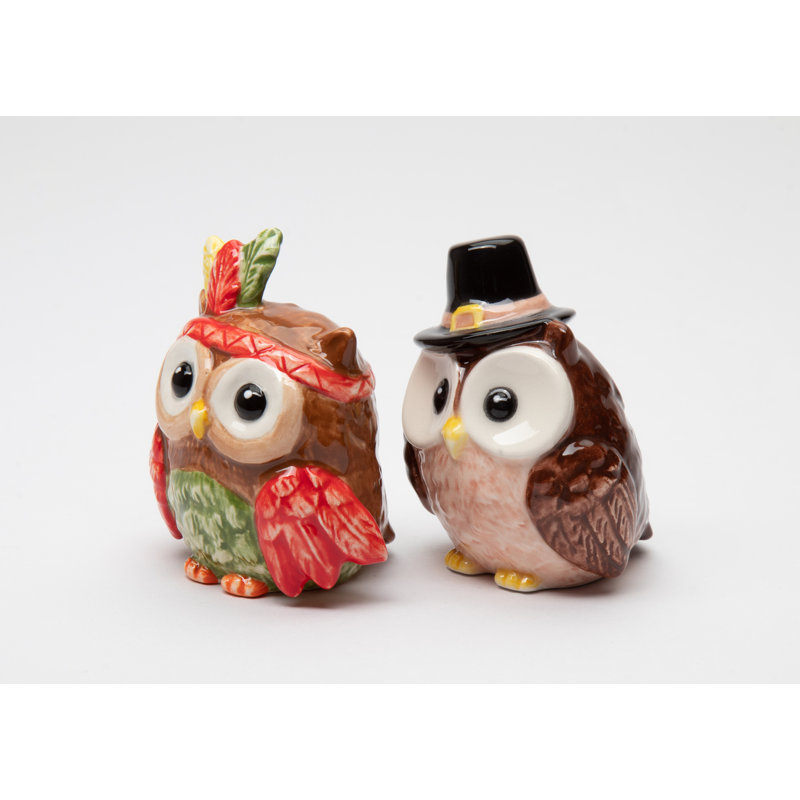 Ensemble de salière et poivrière Pilgrim And Indian Owl