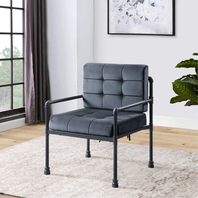 Chaise à coussin industrielle avec formes géométriques et revêtement en velours