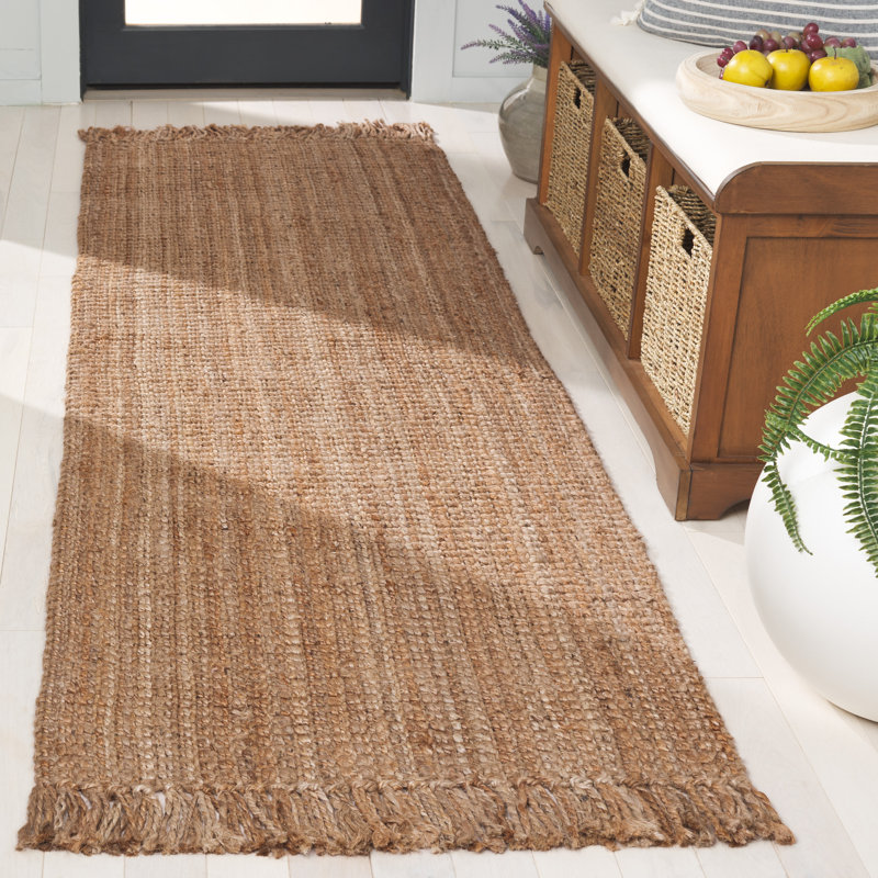 Keshawnda Natural Fiber Hand Loomed Jute Pile Solid Color Rug, Runner 2'6" x 8'