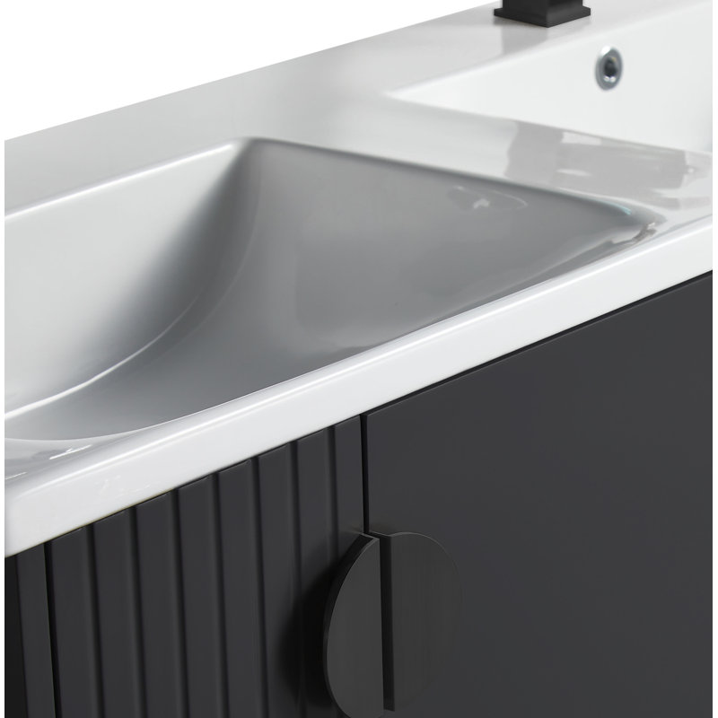 Ensemble de meuble-lavabo double 47 po Saimah, Noir, Noir