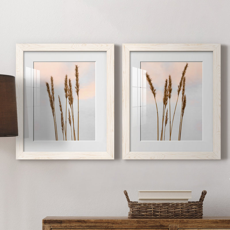 Sunset Pond I - ensemble de 2 reproductions de photos, H 24 po x l 36 po x P 1,5 po, Papier encadré blanc, Blanc