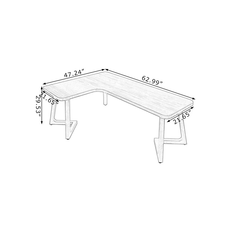 Bureau d'écriture en L en noyer massif, H 29,53 po x l 62,99 po x P 47,24 po, Gauche
