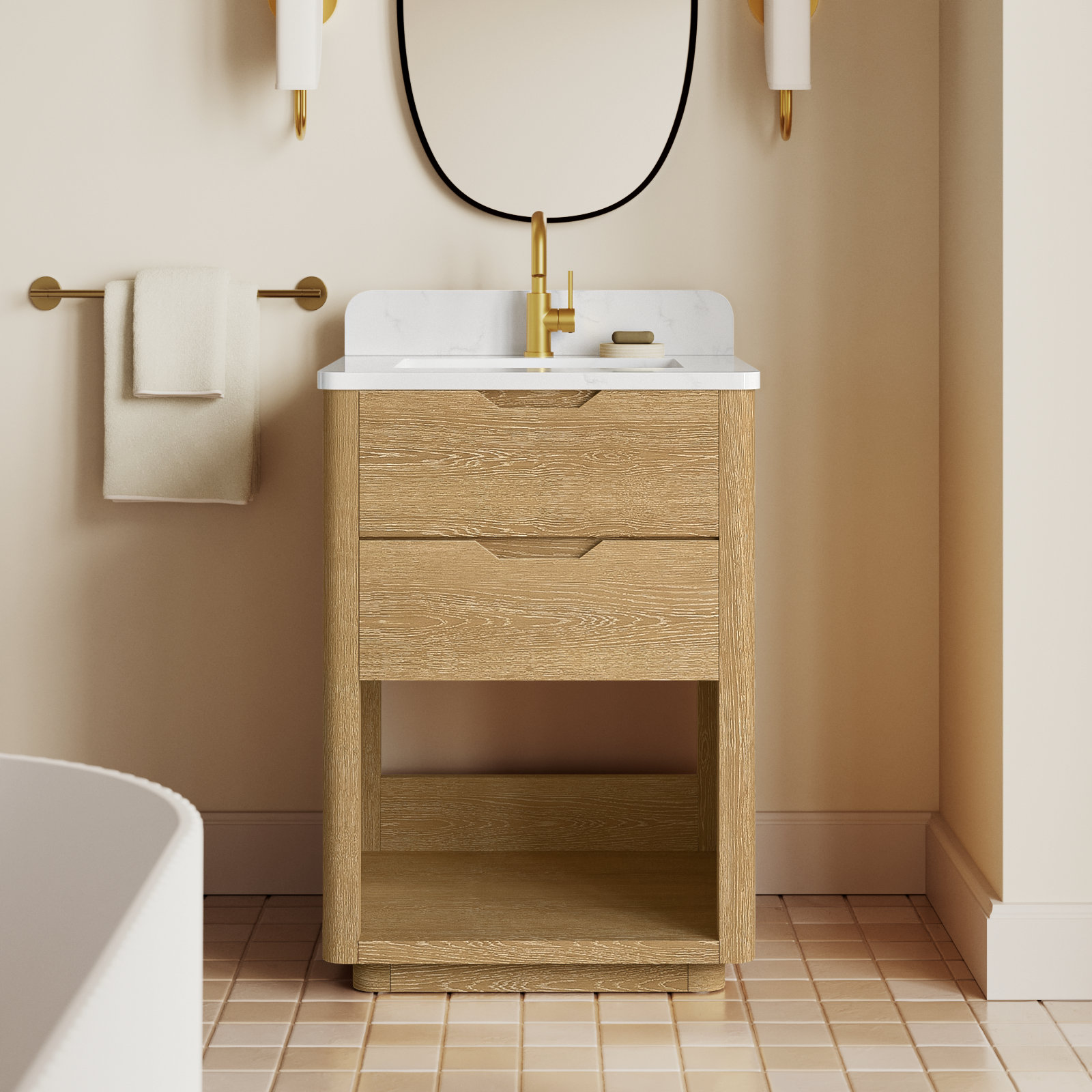 Kaiser 24" Pine Single Bathroom Vanity, Washed Ash Gray