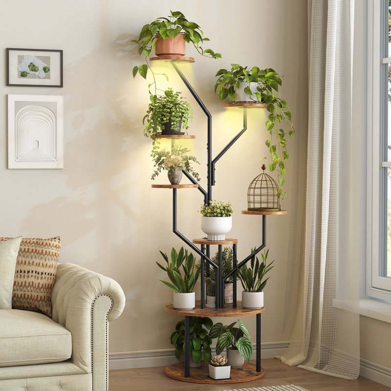 62.2“ Plant Stand With Grow Lights, 8 Tiered Metal Plant Shelf