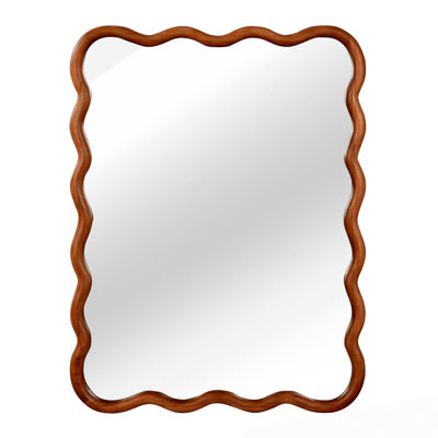 30"x40" Wavy Rectangle Solid Wood Frame Decorative Mirror