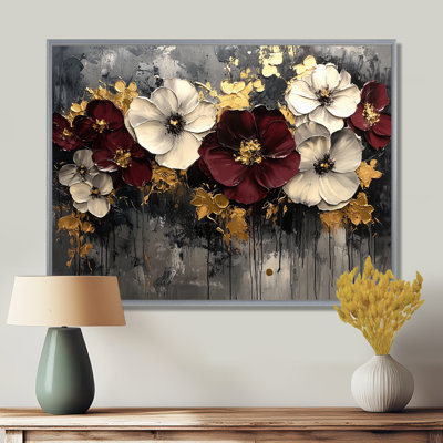 Burgundy Poppies Dreamscape At Night II - Poppies Framed Wall Art