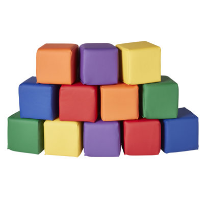ECR4Kids SoftZone Patchwork Toddler Blocks, Foam Cubes, 12-Piece