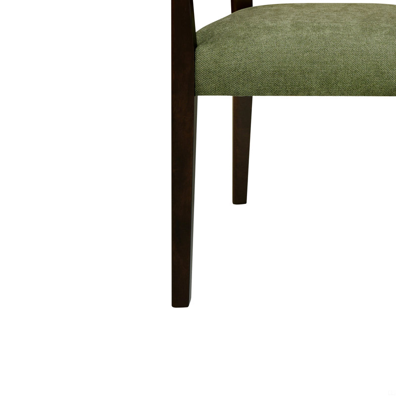 Ensemble de 2 chaises avec accoudoirs, Noyer foncé, Vert