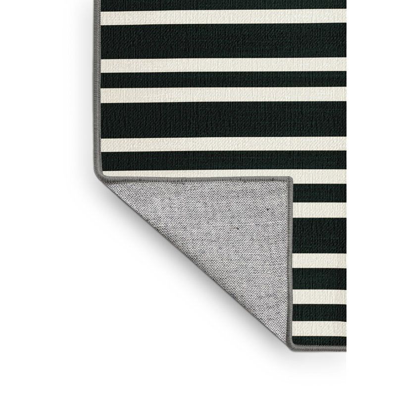 Washable Cypress White Striped Area Rug, Square 7'