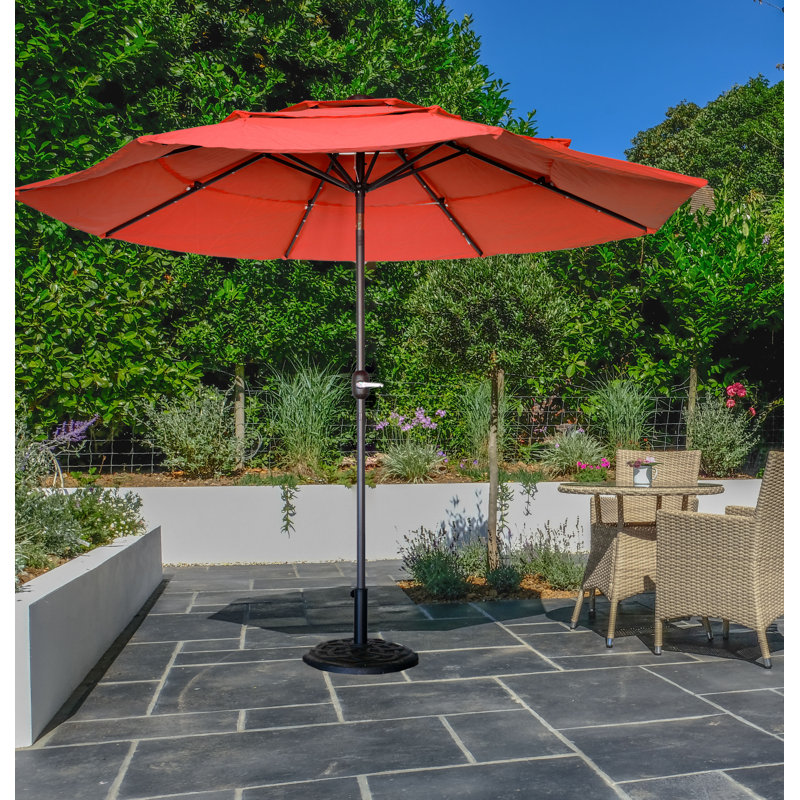 Parasol de marché éclairé 10 pi Deland, Rouge, H 100,12 po x l 120 po x P 120 po