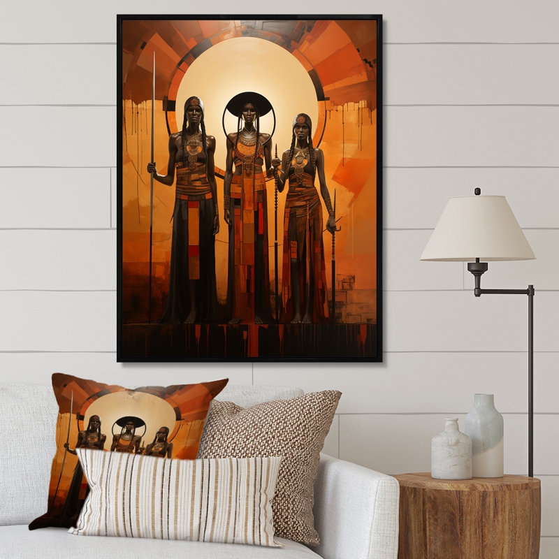 Impression sur toile «Klaeo Native American Art Tribal Vision I», H 40 po x l 30 po x P 1,5 po, Cadre flottant noir