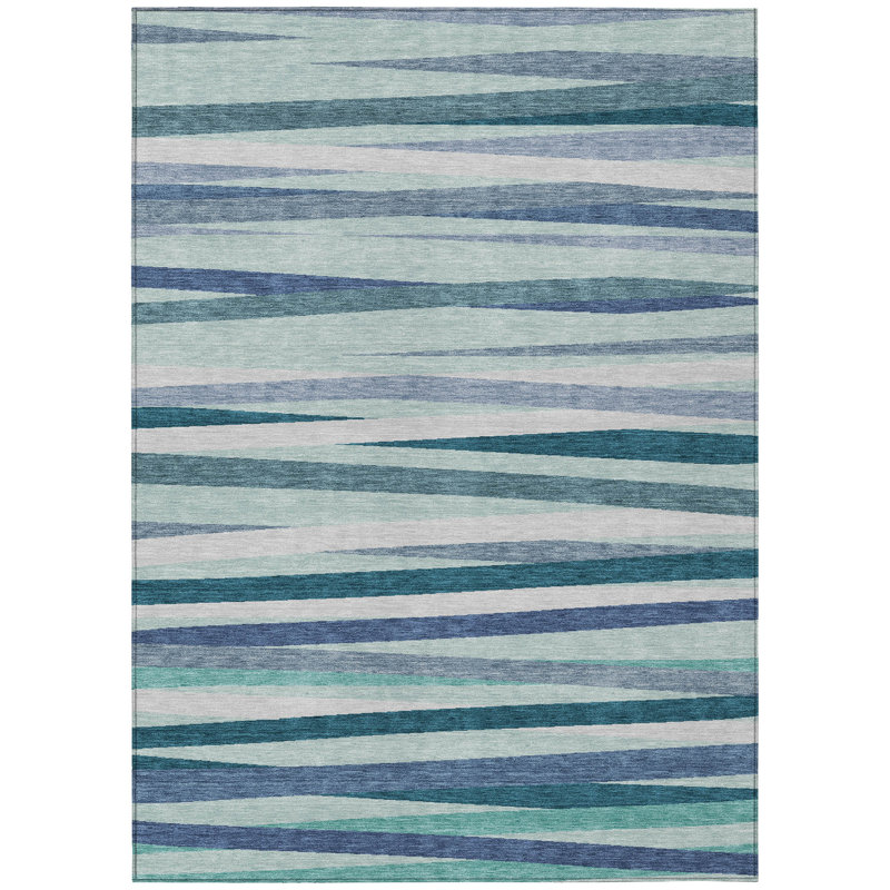 Liora Teal Washable Indoor-Outdoor Rug - , 3' x 5'