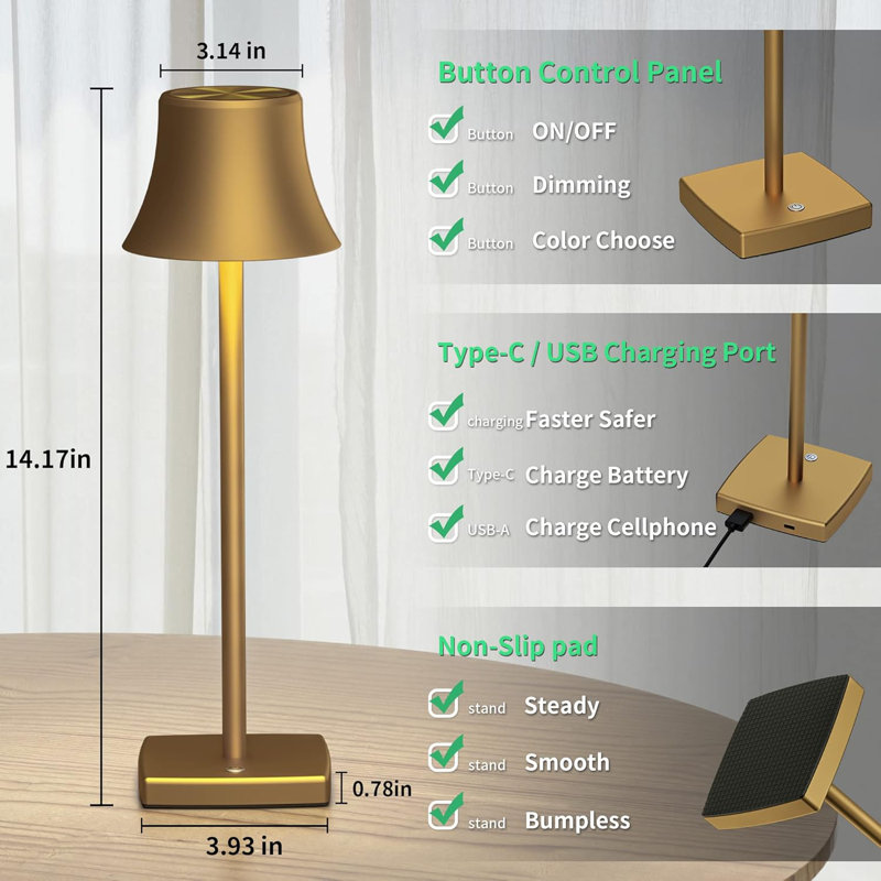 Rechargeable LED Cordless Table Lamp With 5000Mah Battery, 3-Colour Stepless Dimming, Portable Aluminum Design For Indoor And Outdoor Use