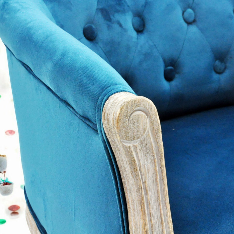 Tamia 45cm H Velvet Upholstered Upholstered Back Armchair, Teal