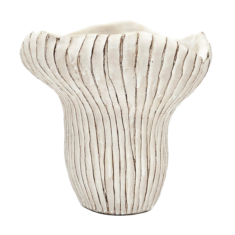 Sand And Cement Coral Planter 9.3X9x8.7 Inches, Beige Finish With Wavy Silhouette, Complement Bohemian Themes In Home In, Textured Finish, Irregular Form For Trailing Plants Interior Spaces