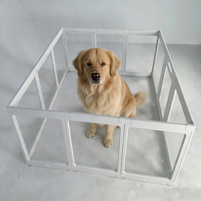 Clear Acrylic Dog Playpen Indoor, Transparent Fence For Puppy Rabbit And Cat, Easy Assemble Plastic Playard 12 Panels